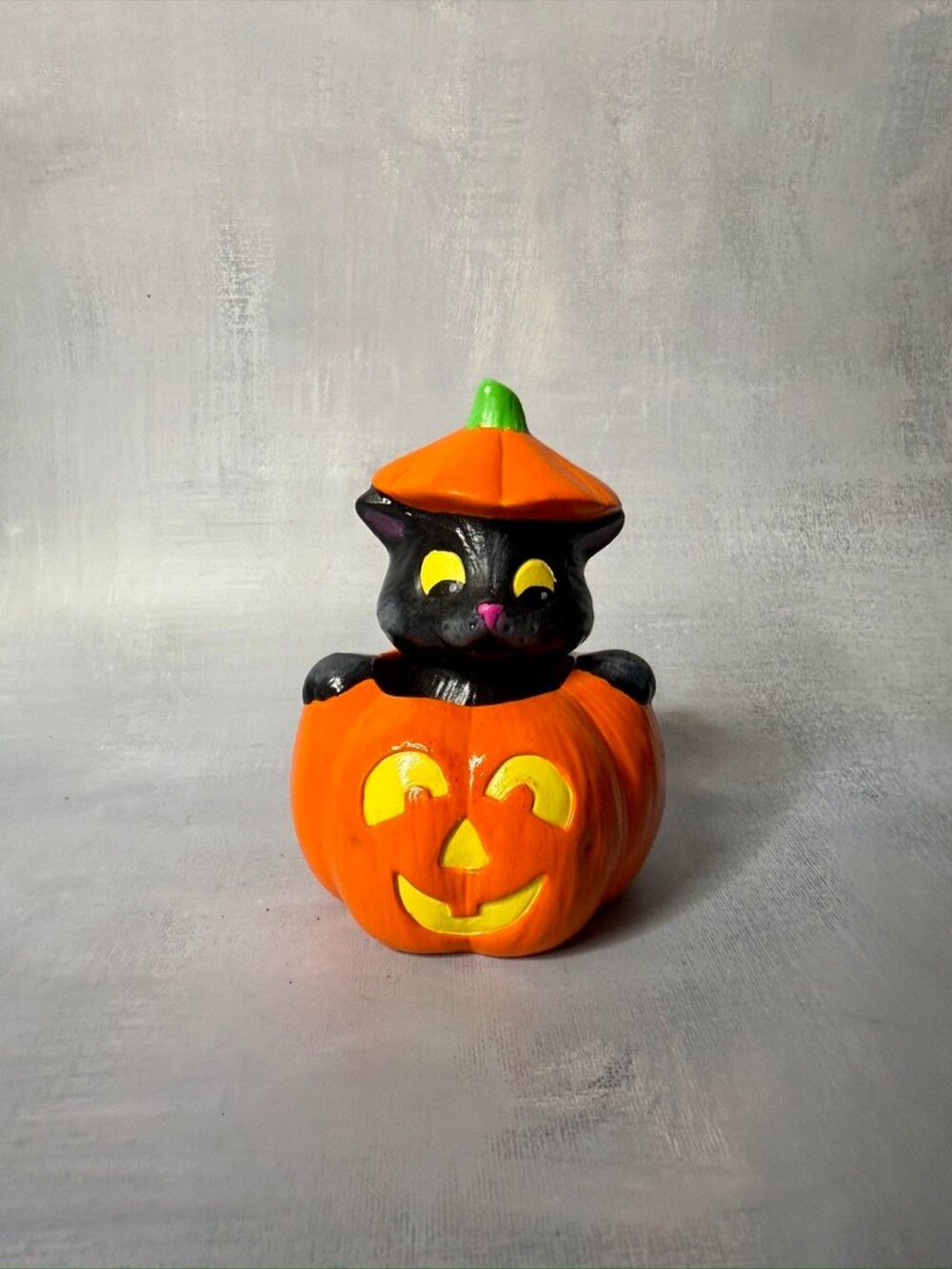 Hobbyist Ceramic Halloween Black Cat in Pumpkin